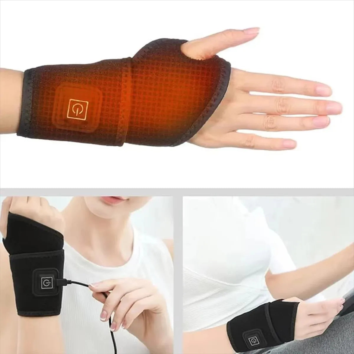 Muñequera Calefactable USB con Soporte Ajustable para Deportes