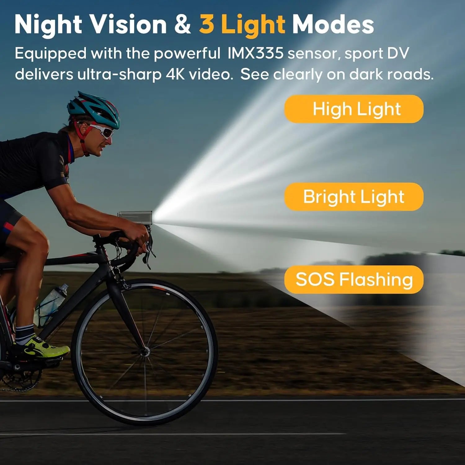 Cámara GPS 4K para bicicleta con faro, ordenador de ciclismo y velocímetro, acción deportiva DV, 64GB, Control por aplicación, resistente al agua IP65