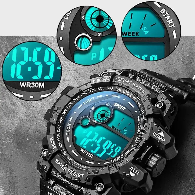 Reloj Deportivo Digital LED Resistente al Agua