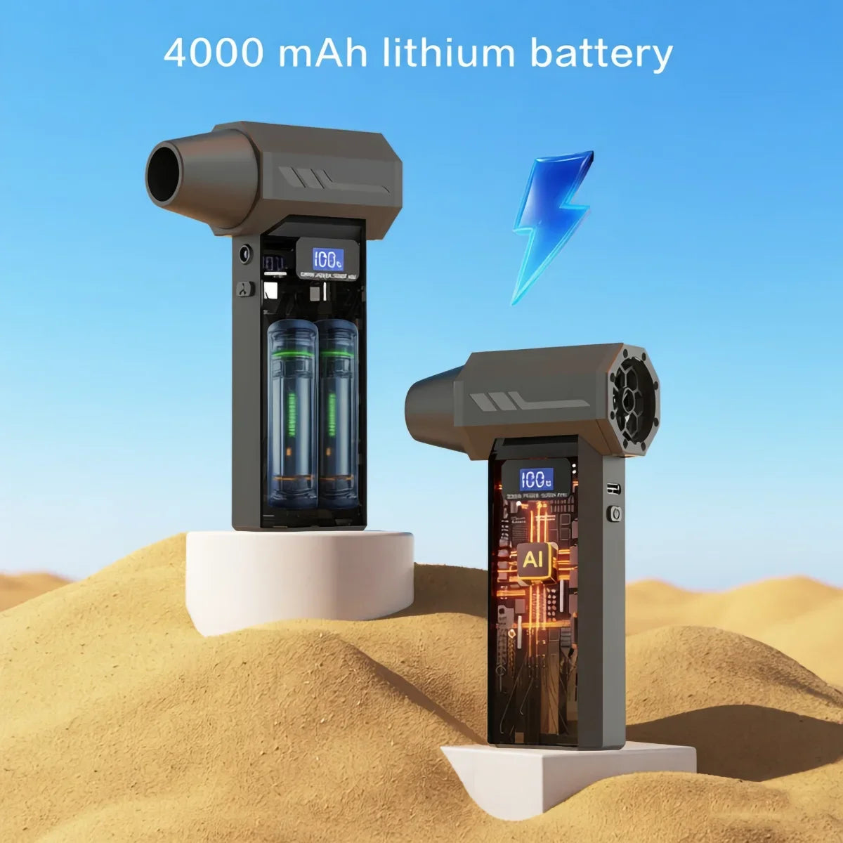 Potente soplador de aire de 110000Rpm, soplador de chorro Turbo ajustable de 4 engranajes con pantalla de batería de luz Led, plumero de aire comprimido inalámbrico