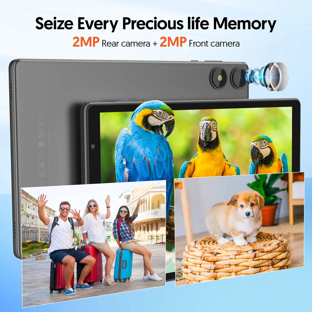 Tableta BAKEN Android 15, almacenamiento 8 (3+5)GB + 32GB, procesador penta-core, Wi-Fi6, Bluetooth, USB-C, Google Play Store,