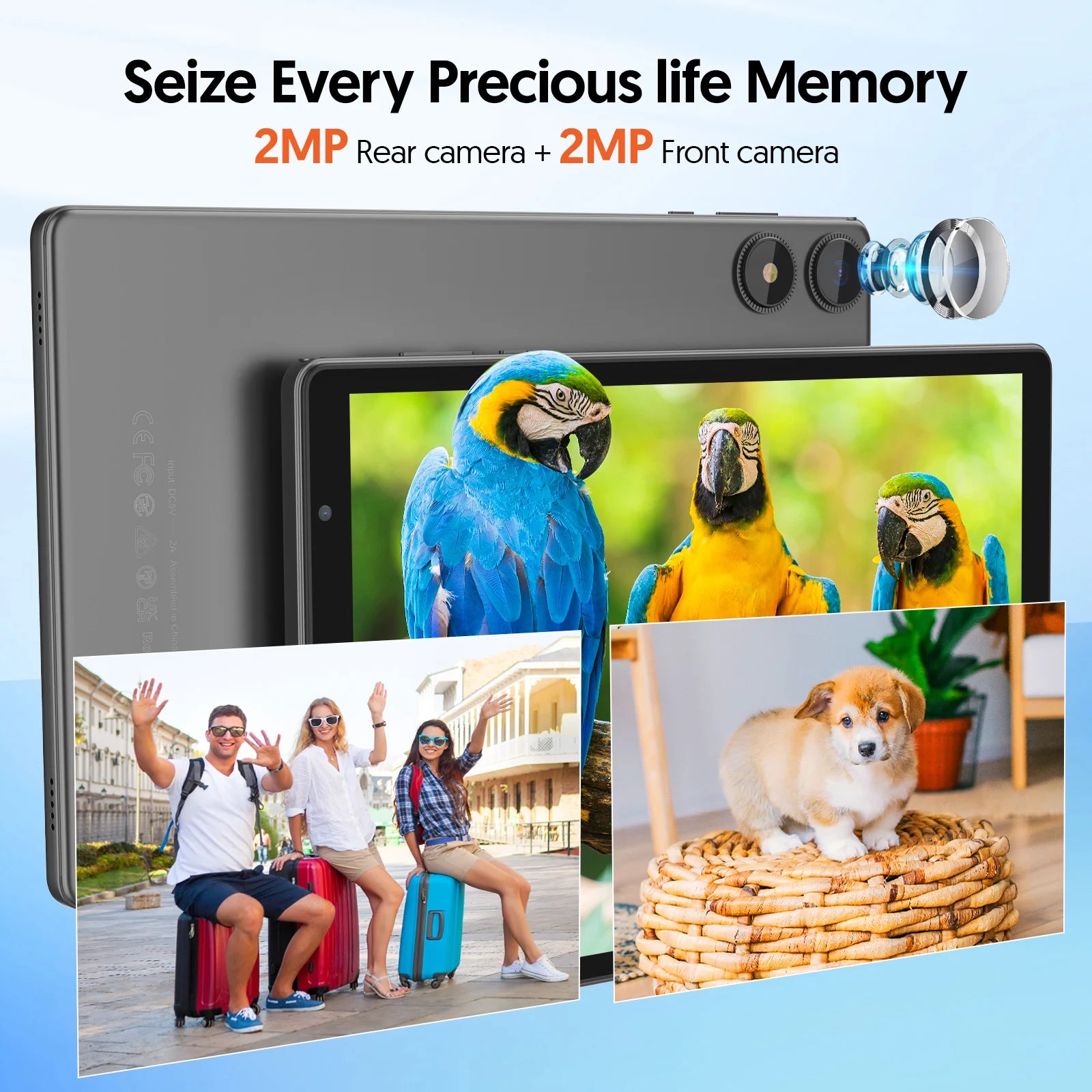 Tableta BAKEN Android 15, almacenamiento 8 (3+5)GB + 32GB, procesador penta-core, Wi-Fi6, Bluetooth, USB-C, Google Play Store,