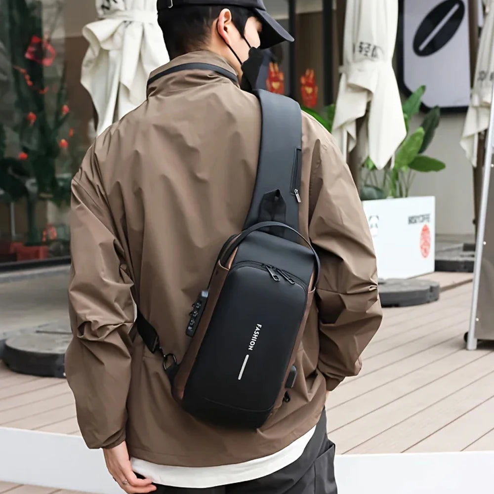 Bolso antirrobo con bloqueo de contraseña para hombre, bolso de pecho, mochila pequeña deportiva informal, bolso de hombro individual para motocicleta, bolso de hombro moderno