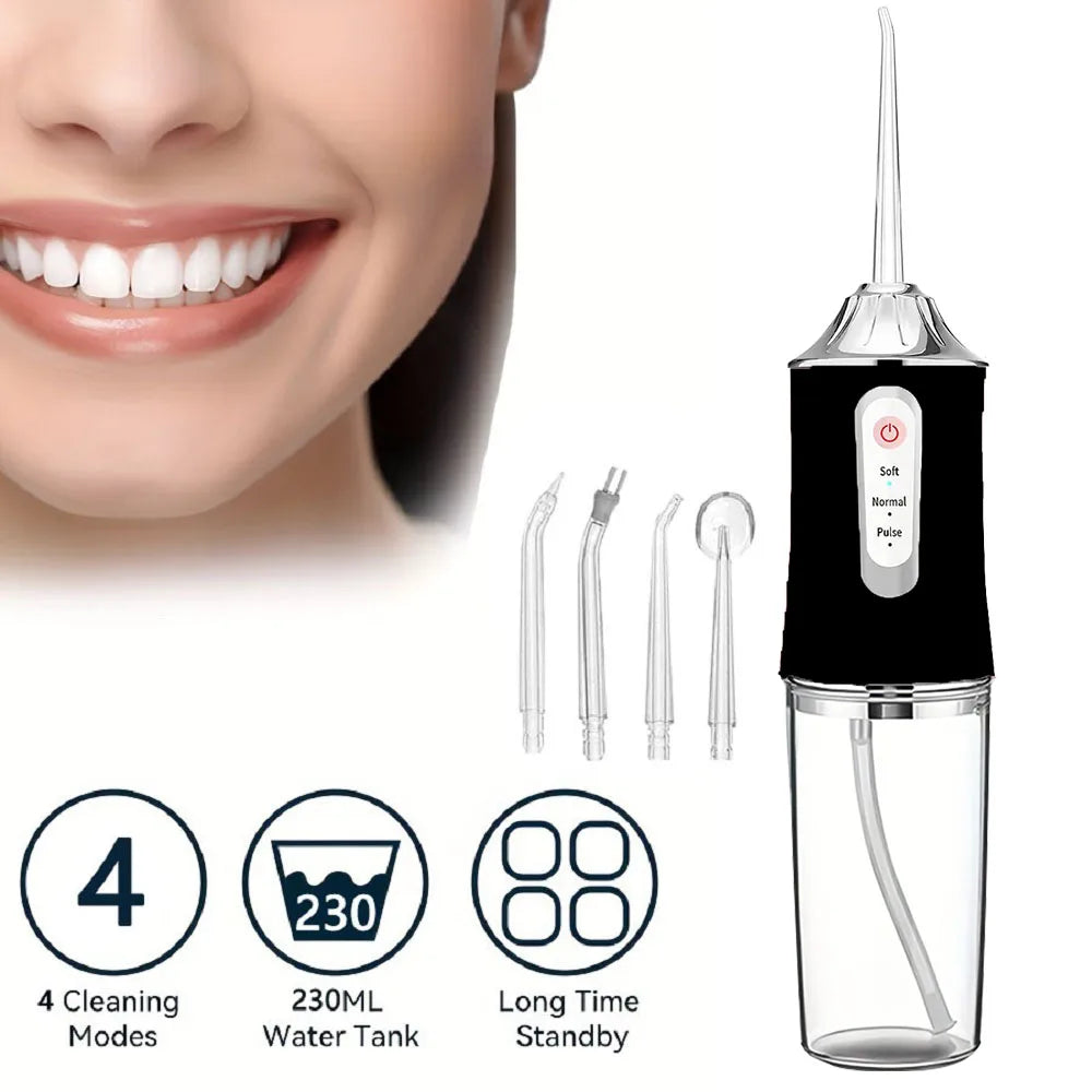 Irrigador de agua Dental inalámbrico portátil, irrigador de dientes bucales resistente al agua recargable de viaje, 4 modos Ipx7
