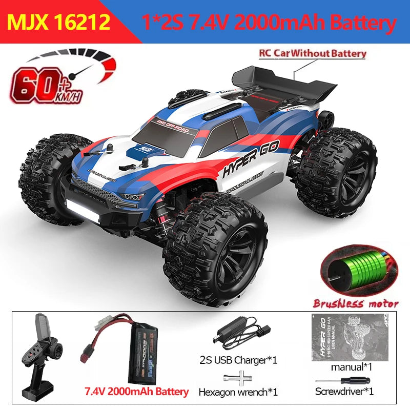 Coche RC 1/16 4WD sin Escobillas, 60 KM/H, Control Remoto 2.4G