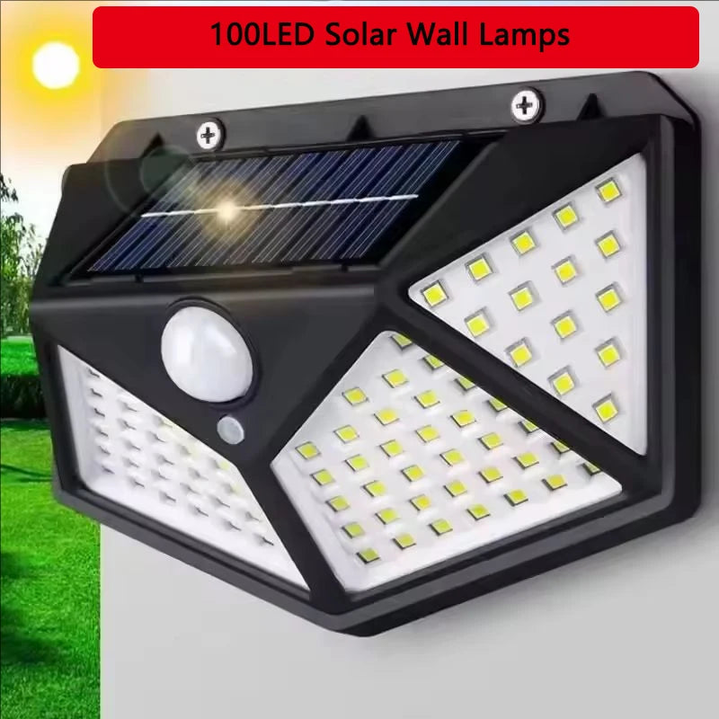 Lámpara Solar LED 100 Luces de Pared con Sensor de Movimiento