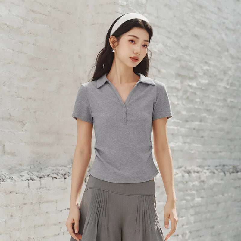 Camiseta Polo de Mujer, Corte Corto, Manga Corta