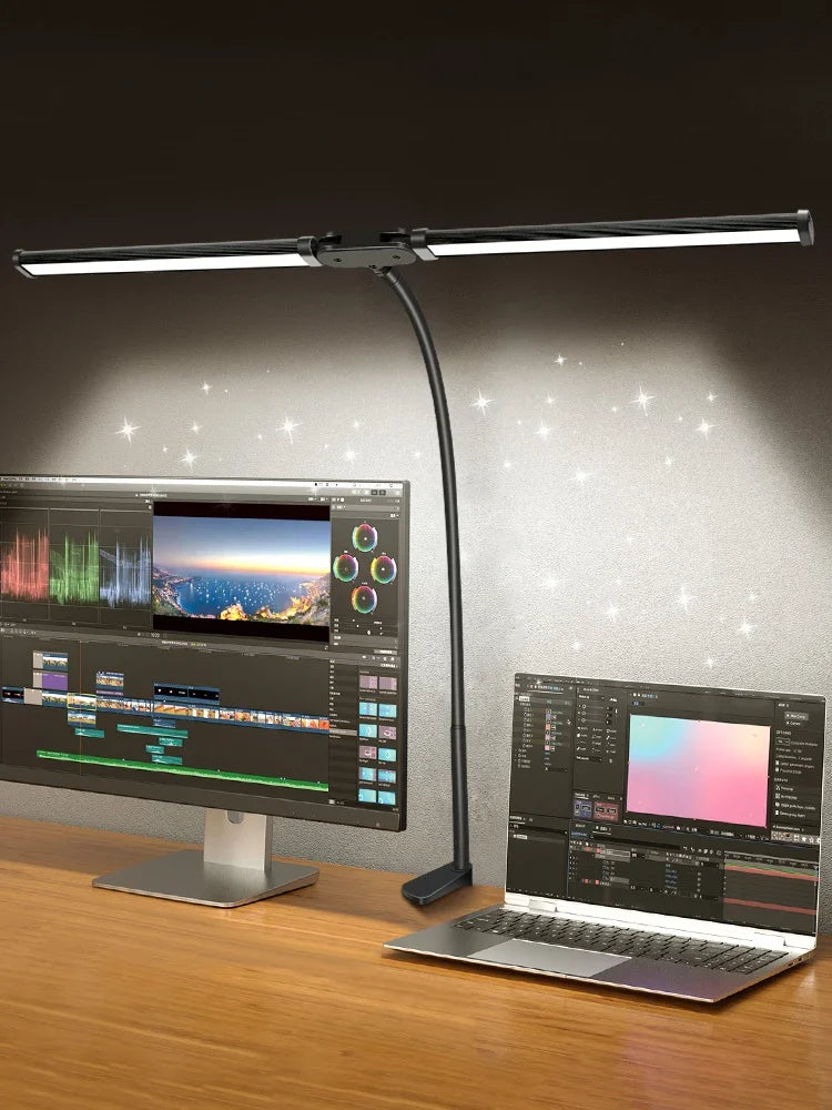 Lámpara LED Doble Cabezal con Clip para Arquitecto, 3 Colores y 10 Niveles