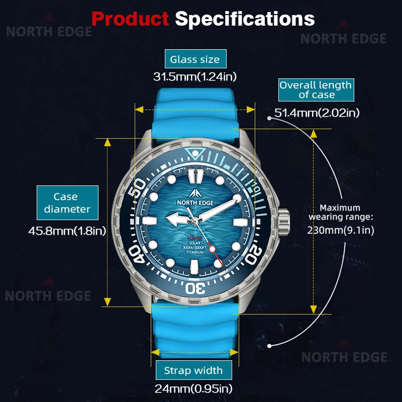 NORTH EDGE TRITON-Ti Reloj de Buceo Titanio Solar