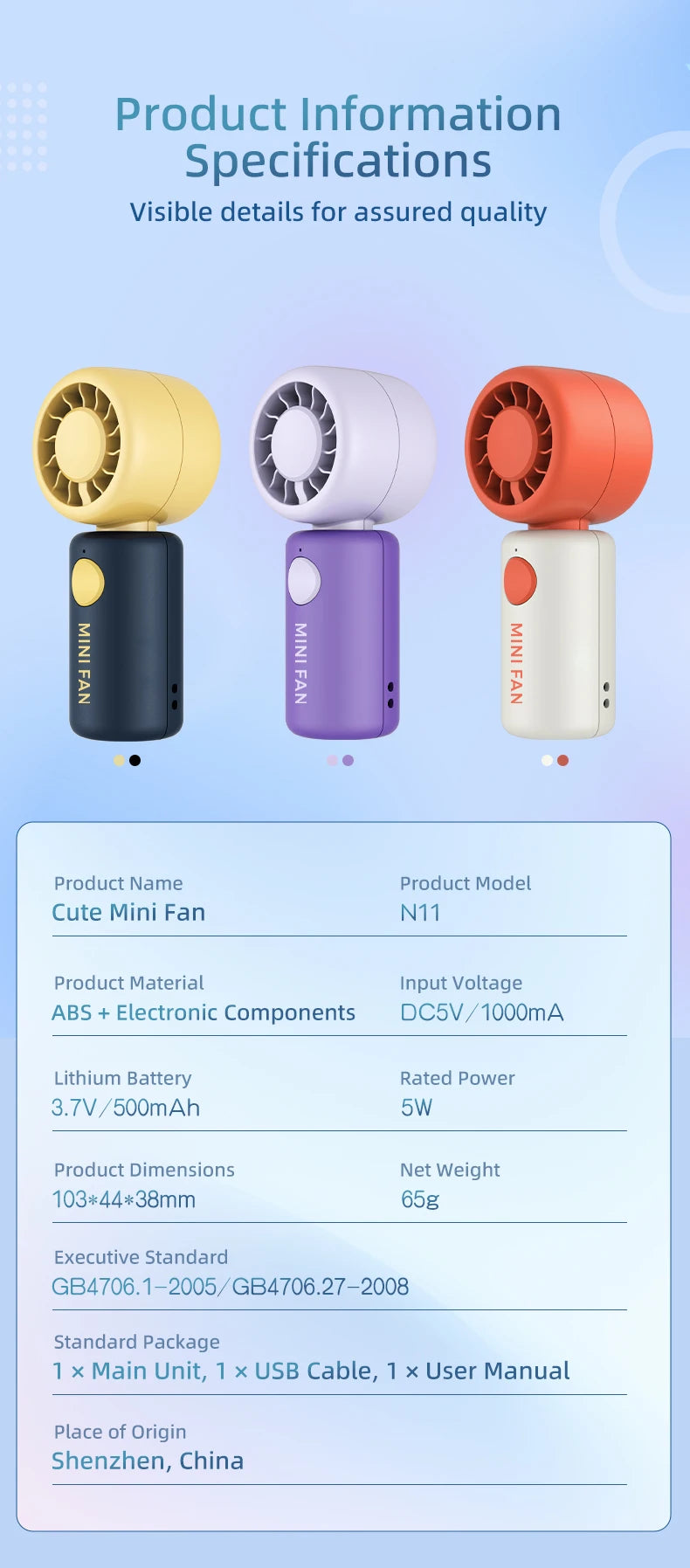Mini Ventilador Portátil Recargable para Campamento