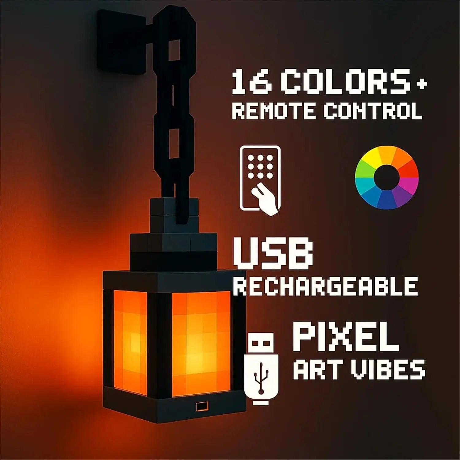 Lámpara Nocturna Píxel LED 16 Colores Decoración Mesa