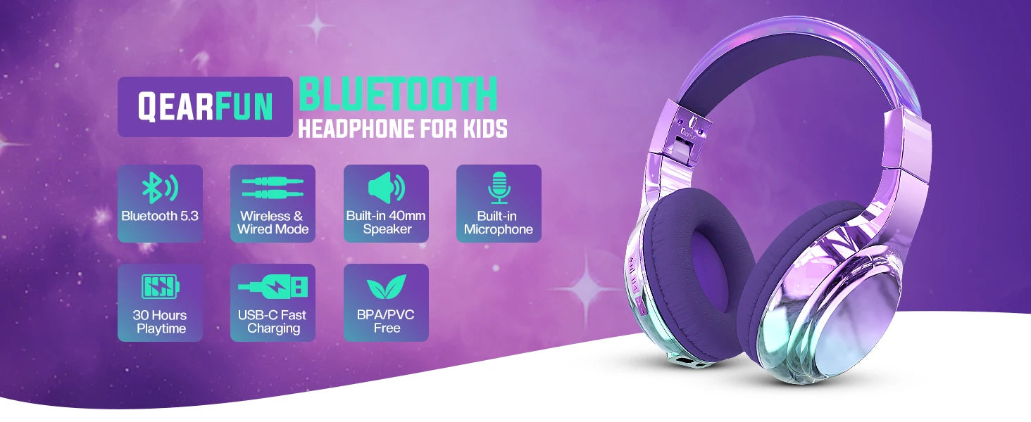 Auriculares Bluetooth Infantiles Plegables para Viajes