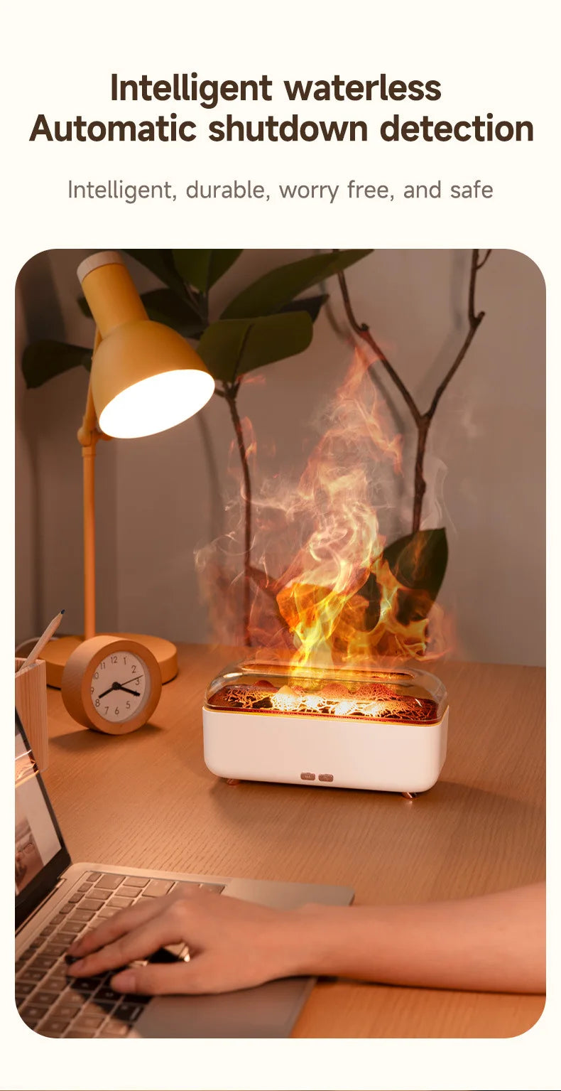 Difusor de Aroma de Aceite Esencial con Diseño de Lava Volcánica de 300 ml, Pequeño Difusor de Fragancia para el Hogar con USB, Humidificador con Efecto de Llama