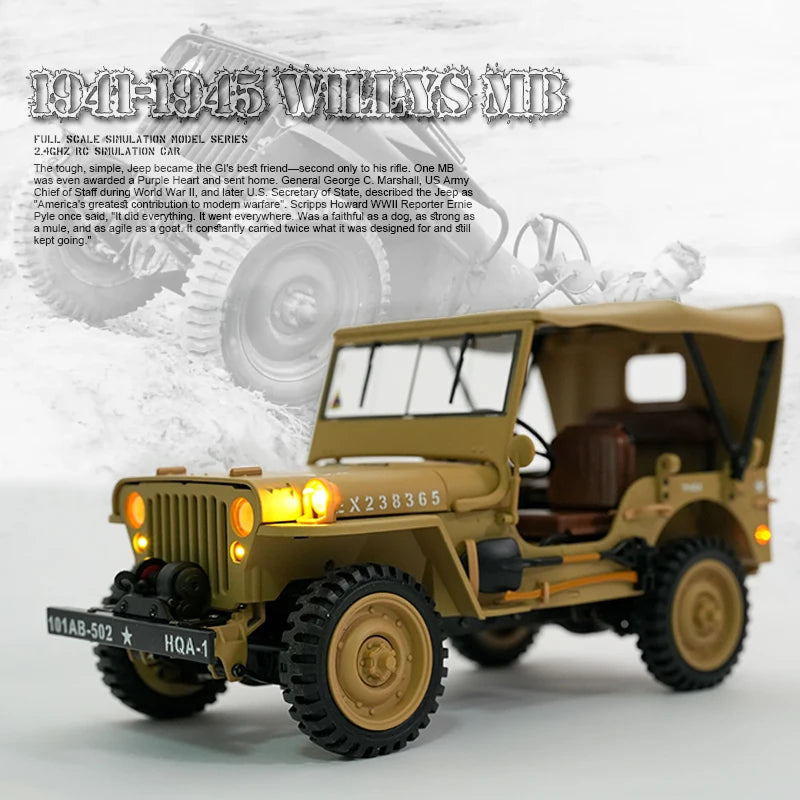 Jeep Willys RC 1/14 Militar con Cabrestante 4WD