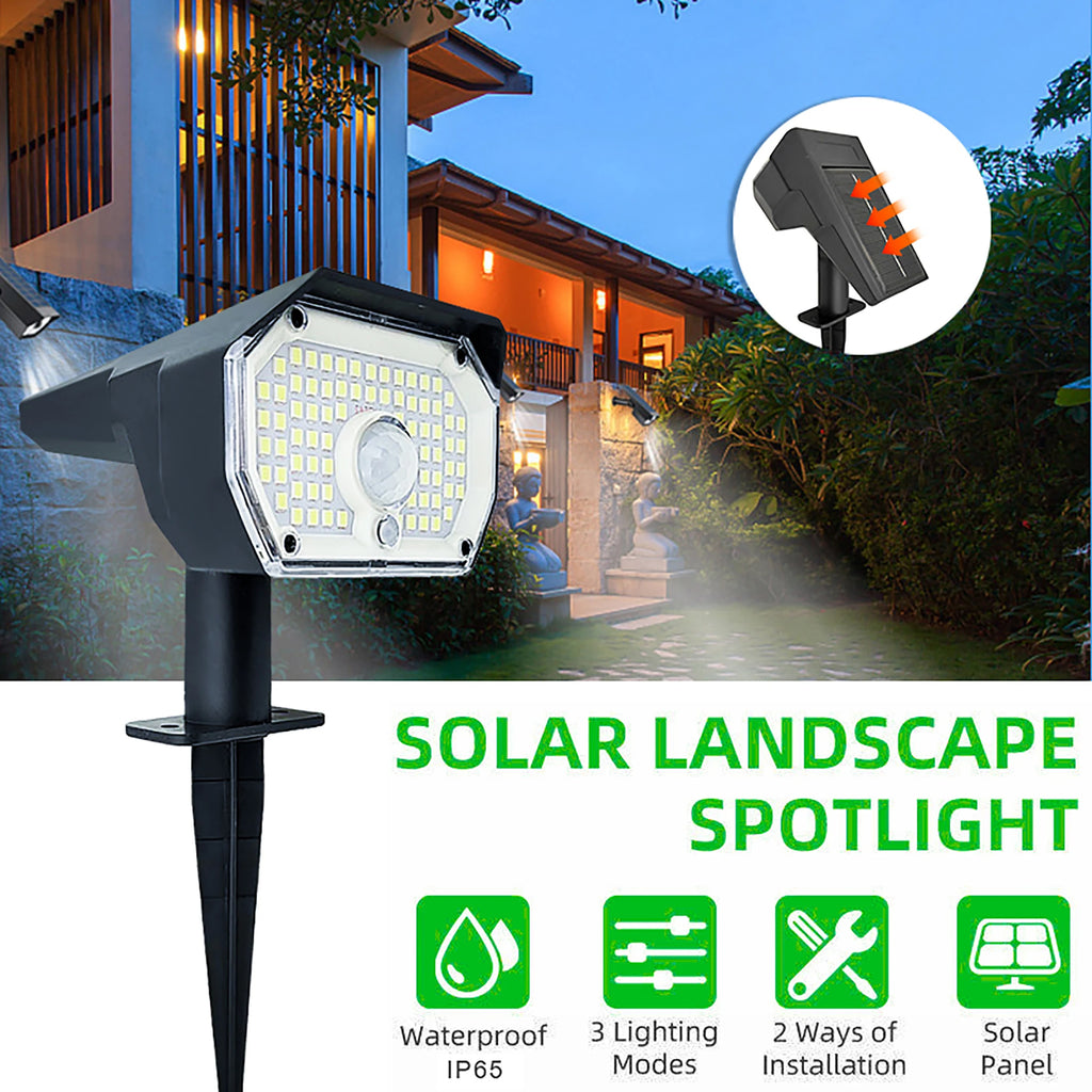 Foco Solar Exterior 76 LED 3 Modos Impermeable para Jardín y Entrada