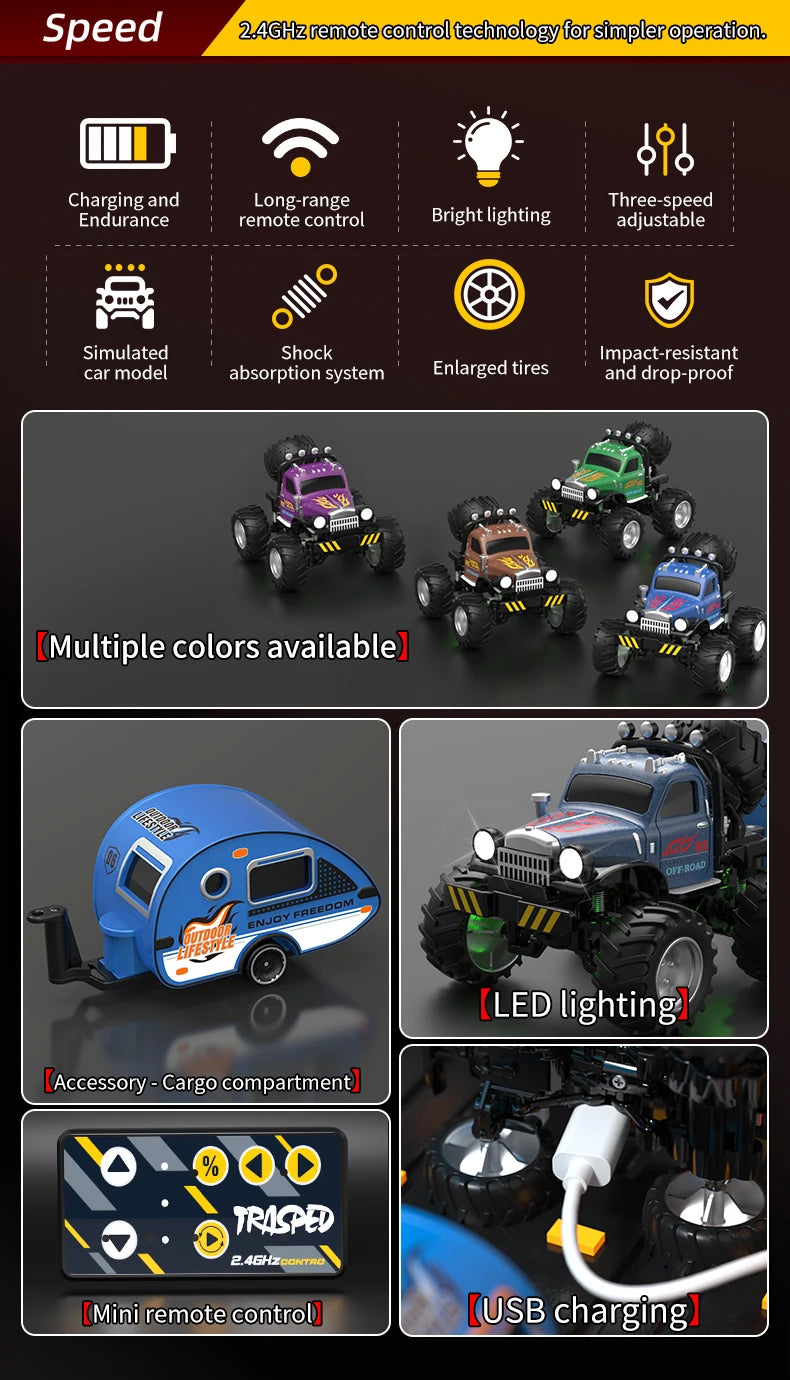 Mini Coche Teledirigido 1:64 de Aleación con Control Dual