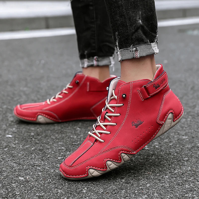 Zapatos informales de cuero, zapatillas de deporte para hombre, mocasines para caminar al aire libre, calzado cómodo, botas de lujo para hombre
