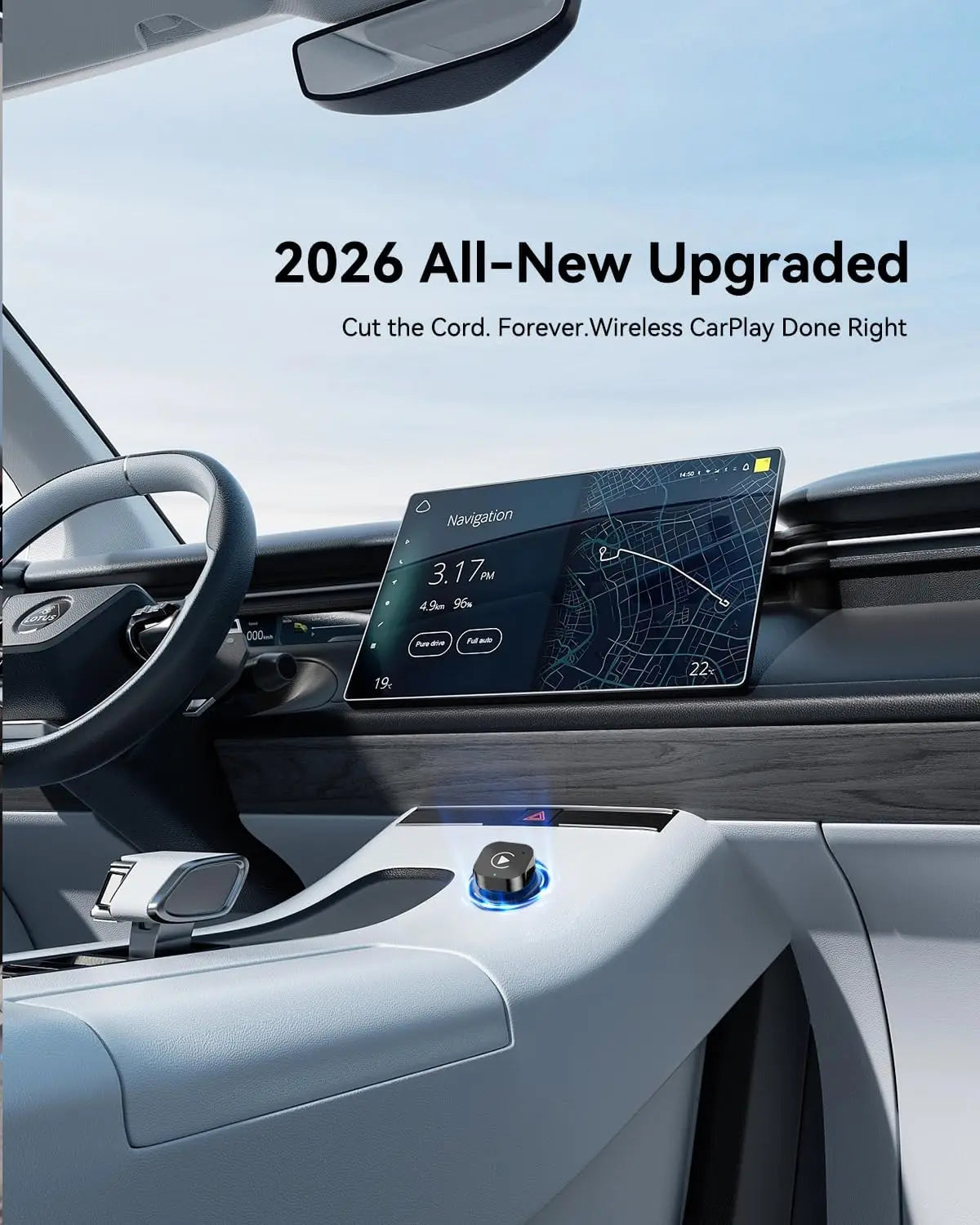 Adaptador CarPlay 2 en 1 (Tipo-C), adaptador inalámbrico CarPlay USB C / Android Auto USB C para convertir de cableado a inalámbrico, Plug & Play