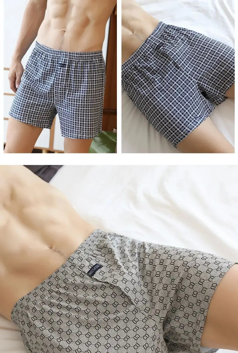 Pantalones Aro para hombre, ropa interior de celosía de algodón, pantalones cortos holgados de cintura alta para verano, finos y transpirables, calzoncillos con bolsa, M-3XL de talla grande