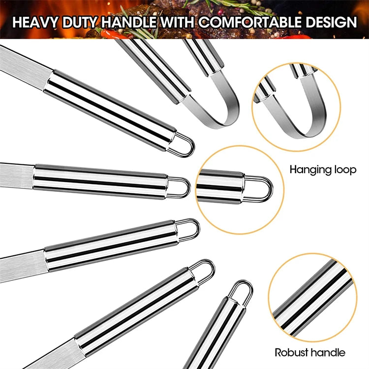 LMETJMA Juego de accesorios para parrilla de barbacoa, kit de utensilios de acero inoxidable para barbacoa con estuche, kit de utensilios prácticos portátiles para parrilla