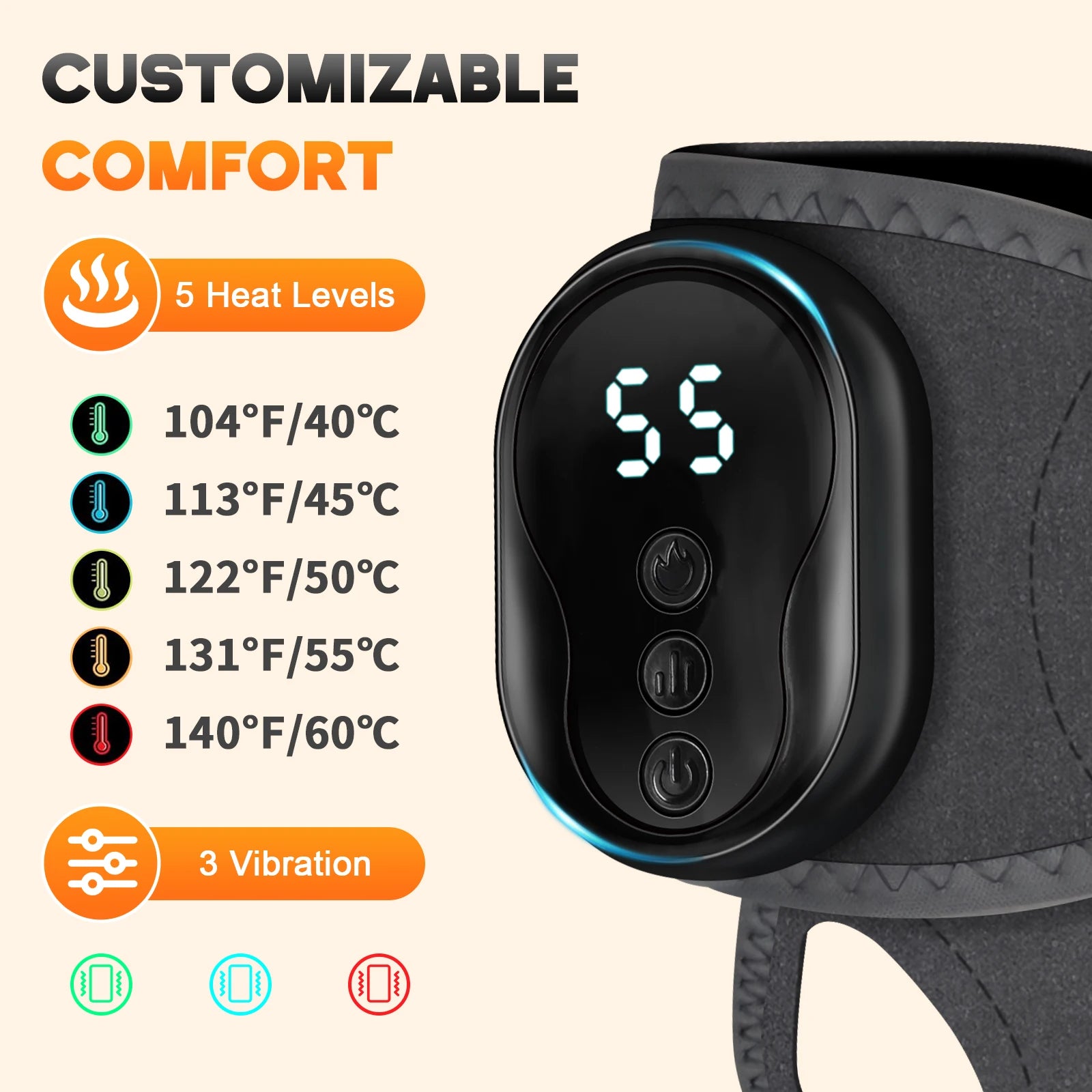 Protector de Muñeca Eléctrico con Calefacción, Masaje por Vibración, Compresa Caliente, Soporte para Muñeca, Tobillera, Protector de Mano, Recargable