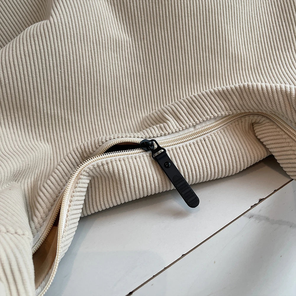 Bolso de Hombro Vintage de Pana, Gran Capacidad con Múltiples Bolsillos