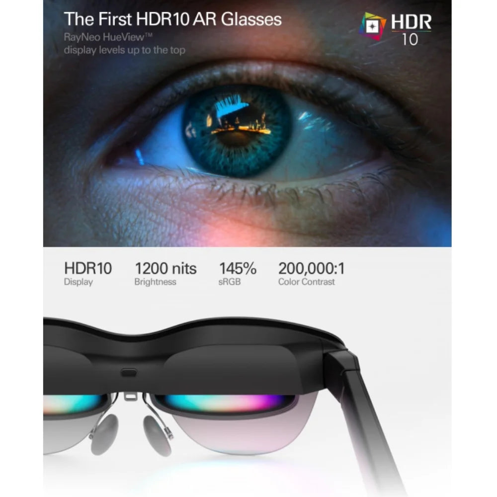 Gafas AR inteligentes RayNeo Air 4 Pro, brillo de 1200 Nits, visualización HD de 135 pulgadas, 4 parlantes, audio inmersivo, HDR10