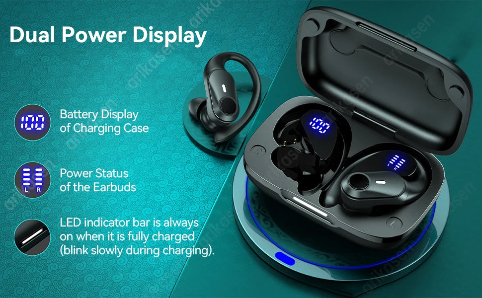 Auriculares Bluetooth 36h Pantalla LED con Gancho