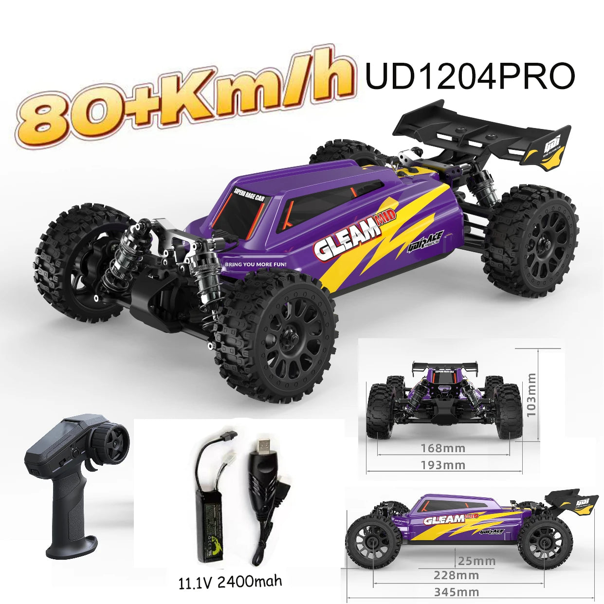 Camioneta RC 1/12 4WD sin Escobillas, Ultra Rápida, Todoterreno para Desierto