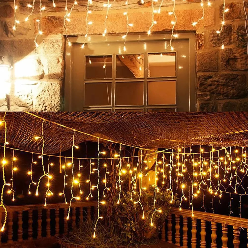 Guirnalda Solar LED en Forma de Carámbanos 3.5M para Jardín y Eventos