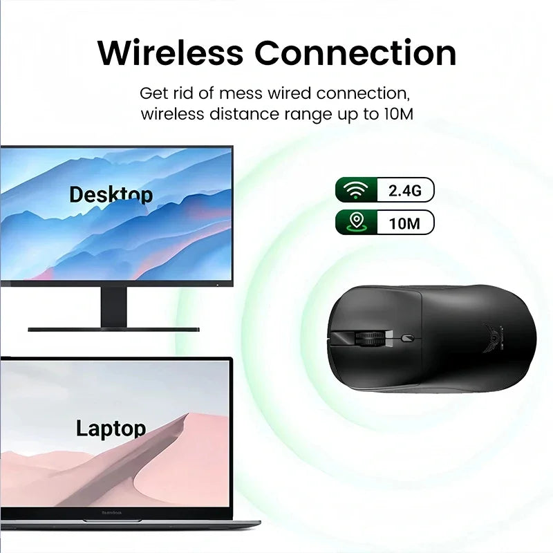Ratón inalámbrico de 2,4G para videojuegos, ergonómico, 800-1200-1600 DPI, recargable, para oficina, PC, portátil, Macbook Pro