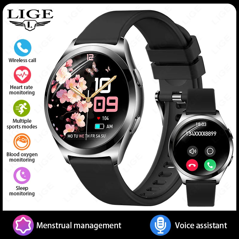 Smartwatch LIGE para mujer con Bluetooth, monitor de salud y esfera personalizable
