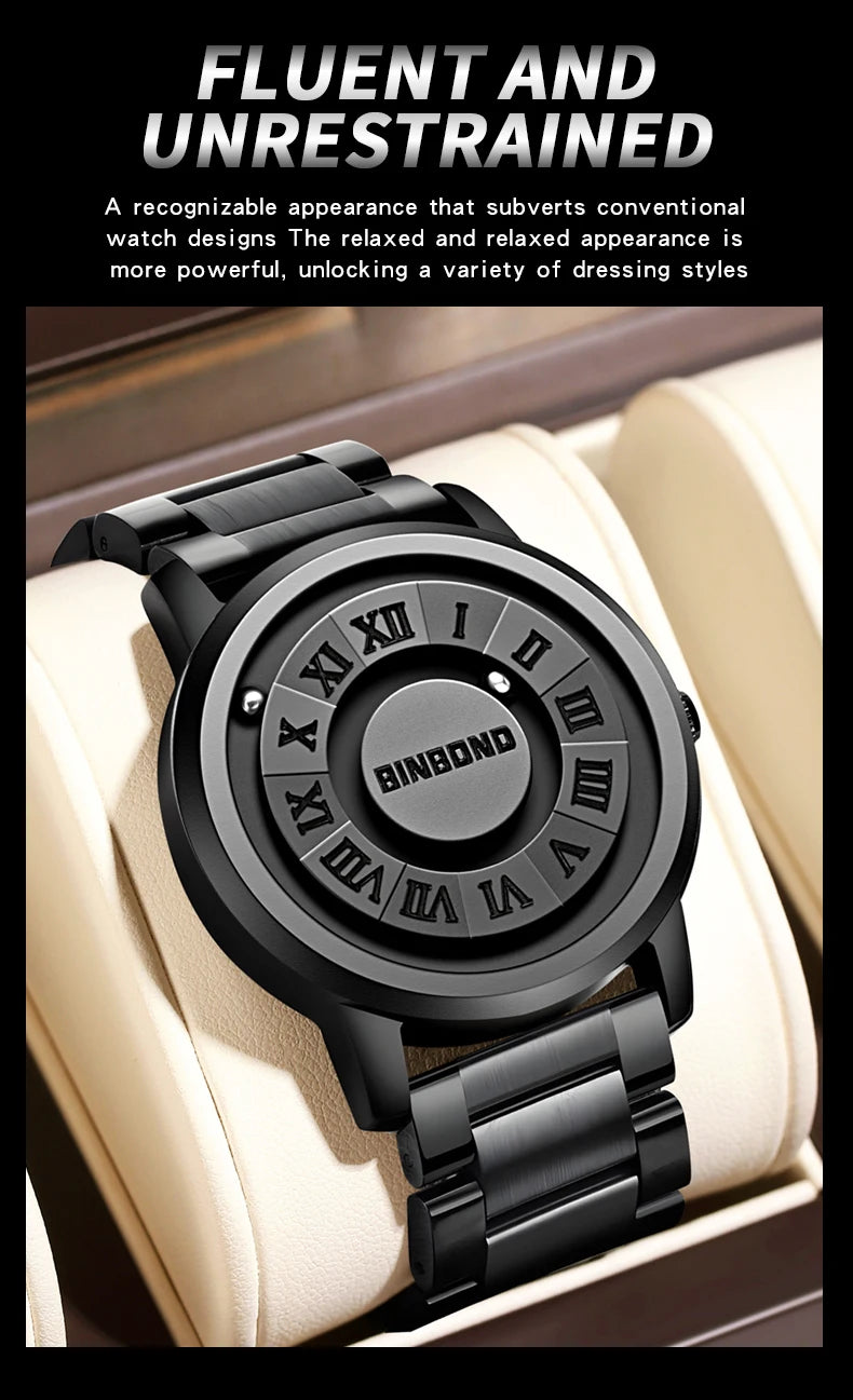 Reloj de Cuarzo BINBOND para Hombre, Acero Inoxidable, Resistente al Agua