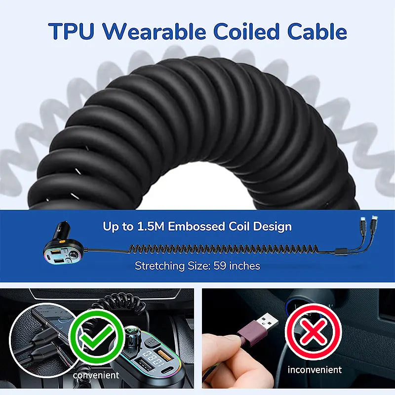Transmisor FM Bluetooth 5.0 para Auto con Carga Rápida Type-C PD 25W