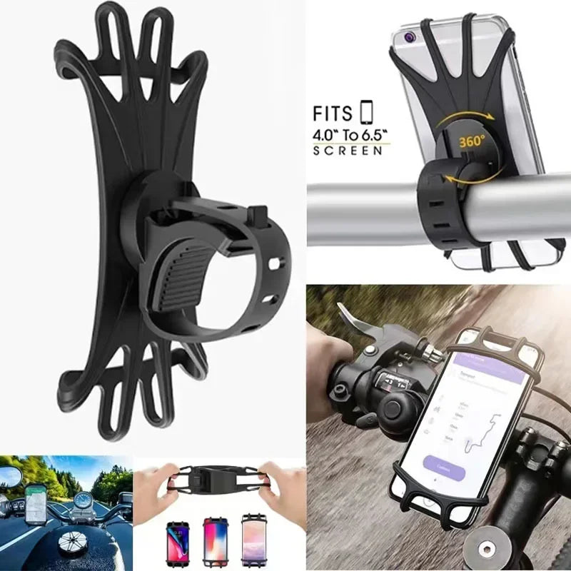 Soporte Universal para Teléfono Móvil de Bicicleta, Rotación de 360 Grados, Soporte de Silicona para GPS, Soporte para Cochecito de Bebé, Soporte para Manillar de Motocicleta