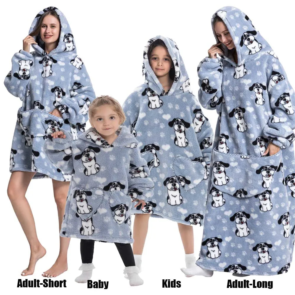 Sudaderas con capucha de invierno para hombre y mujer, jersey de lana gigante para TV, manta de gran tamaño con mangas, ropa de calabaza de Halloween para adultos