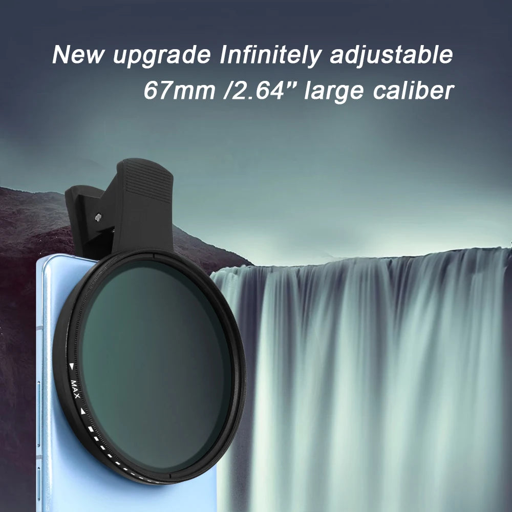 Filtro ND Variable 67MM ND2-400 con Clip para Teléfono
