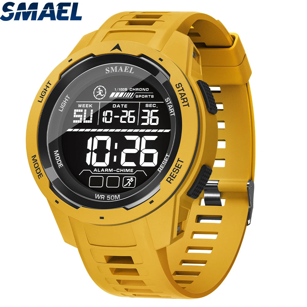 Reloj SMAEL 8105 para hombre, relojes digitales, relojes de pulsera deportivos LED, reloj resistente al agua hasta 50m, cronómetro con luz Digital
