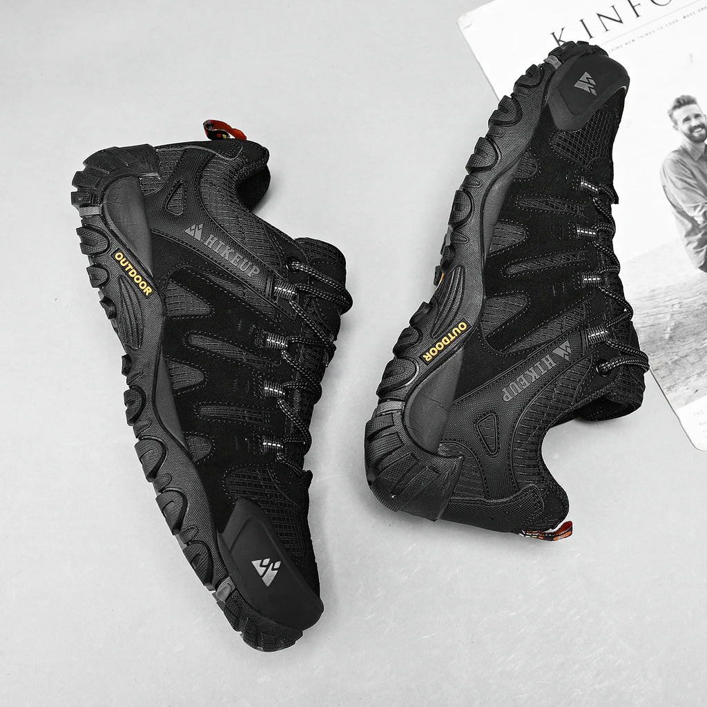 Zapatos de senderismo HIKEUP para hombre, zapatos de exterior de piel de ante, zapatillas tácticas resistentes al desgaste para senderismo, caminar y cazar
