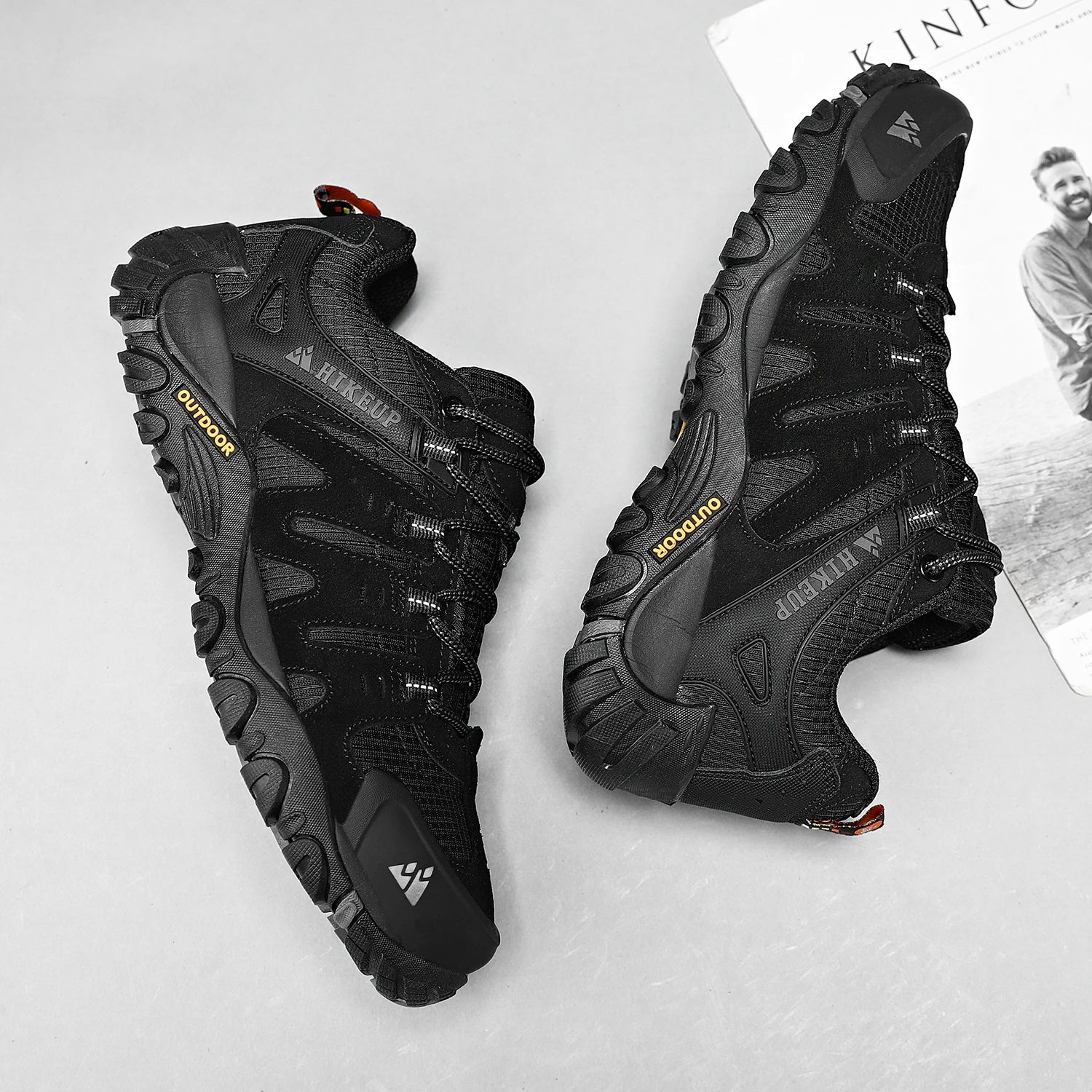 Zapatos de senderismo HIKEUP para hombre, zapatos de exterior de piel de ante, zapatillas tácticas resistentes al desgaste para senderismo, caminar y cazar