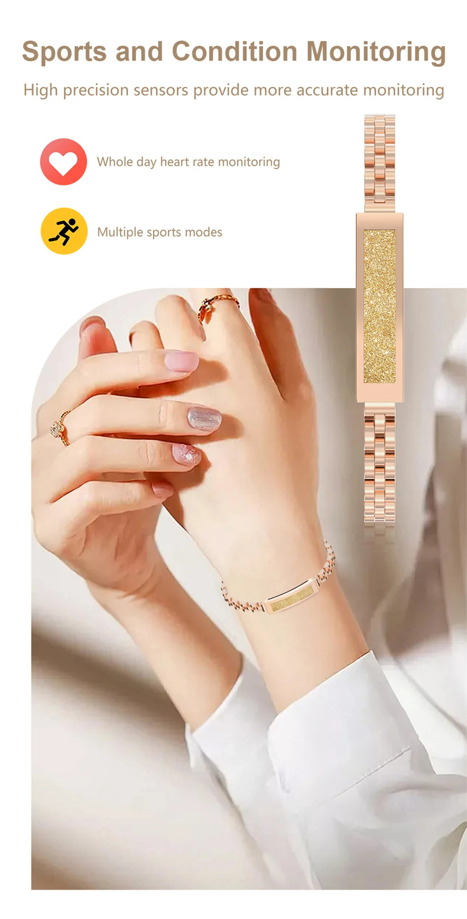 Pulsera inteligente LIGE para mujer con Bluetooth y monitoreo de salud