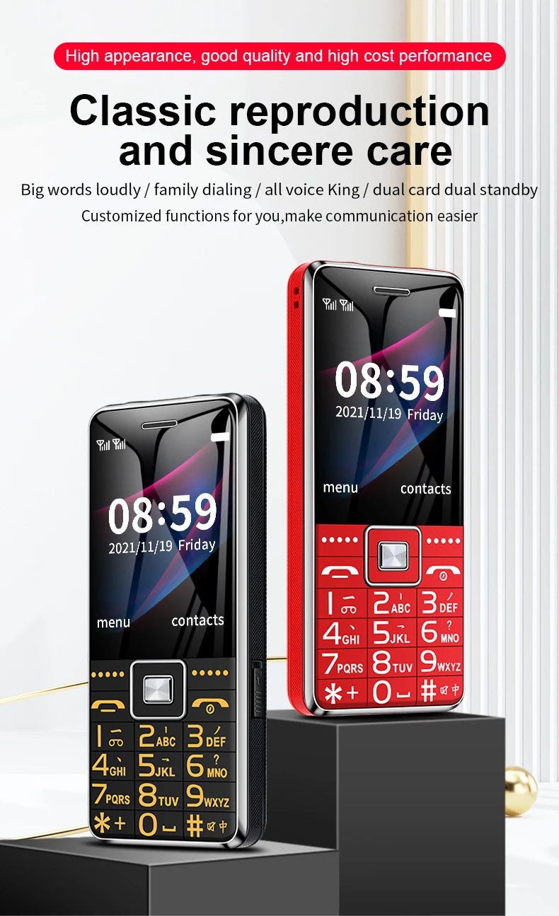 Teléfono GSM 2G BAR G600, tarjeta SIM Dual, batería de 6800mAh, tecla grande SOS, pantalla de 2,4 pulgadas, teléfono móvil para ancianos y mujeres, reccodificador de MP3