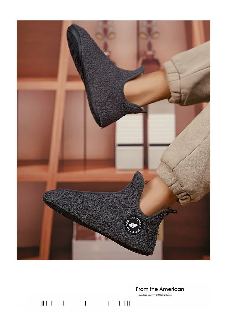 YRZL, zapatos de algodón de invierno para hombre, zapatillas ligeras sin cordones de alta calidad, mocasines de algodón de felpa para interiores, zapatos cálidos Unisex
