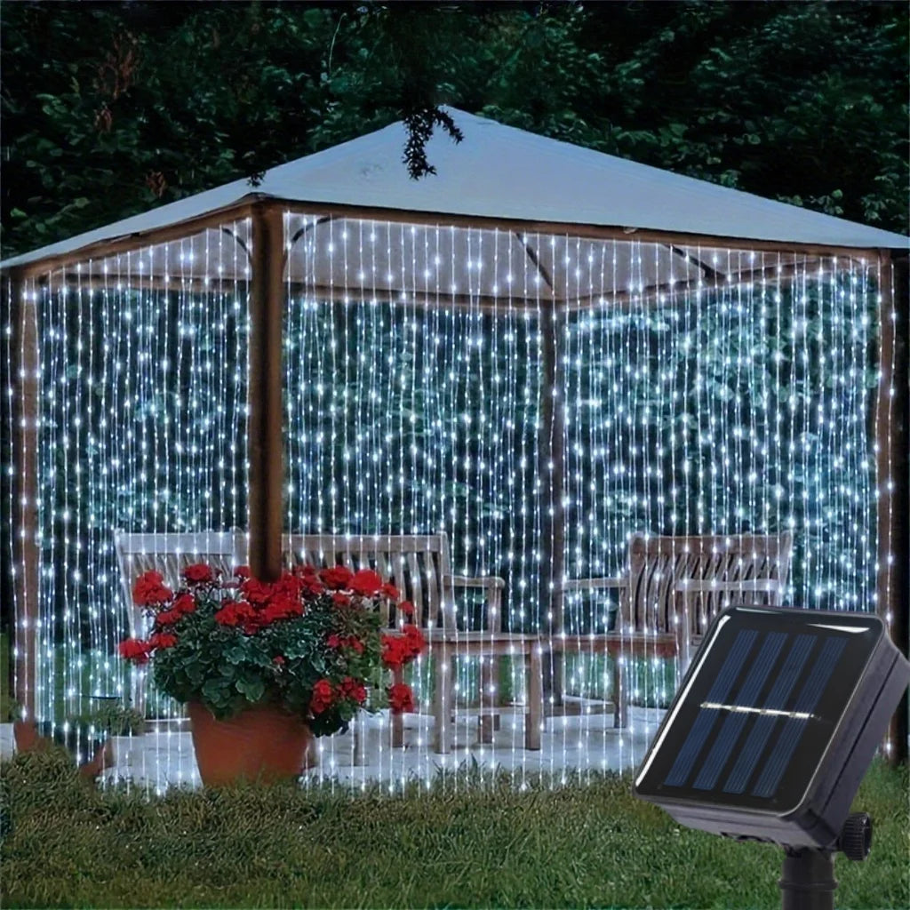 Luces de Cortina Solar LED para Jardín y Patio 100-300 LEDs