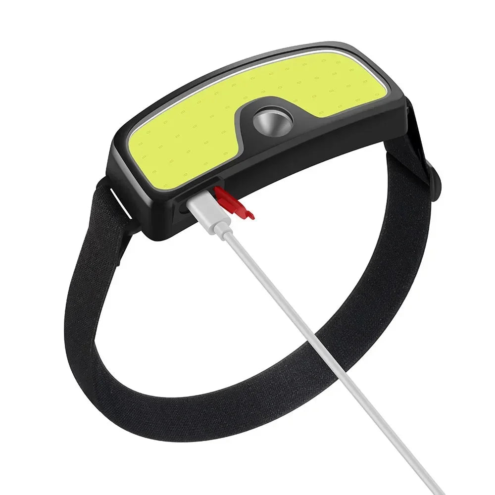 Linterna Frontal LED COB Portátil Recargable USB Resistente al Agua Camping