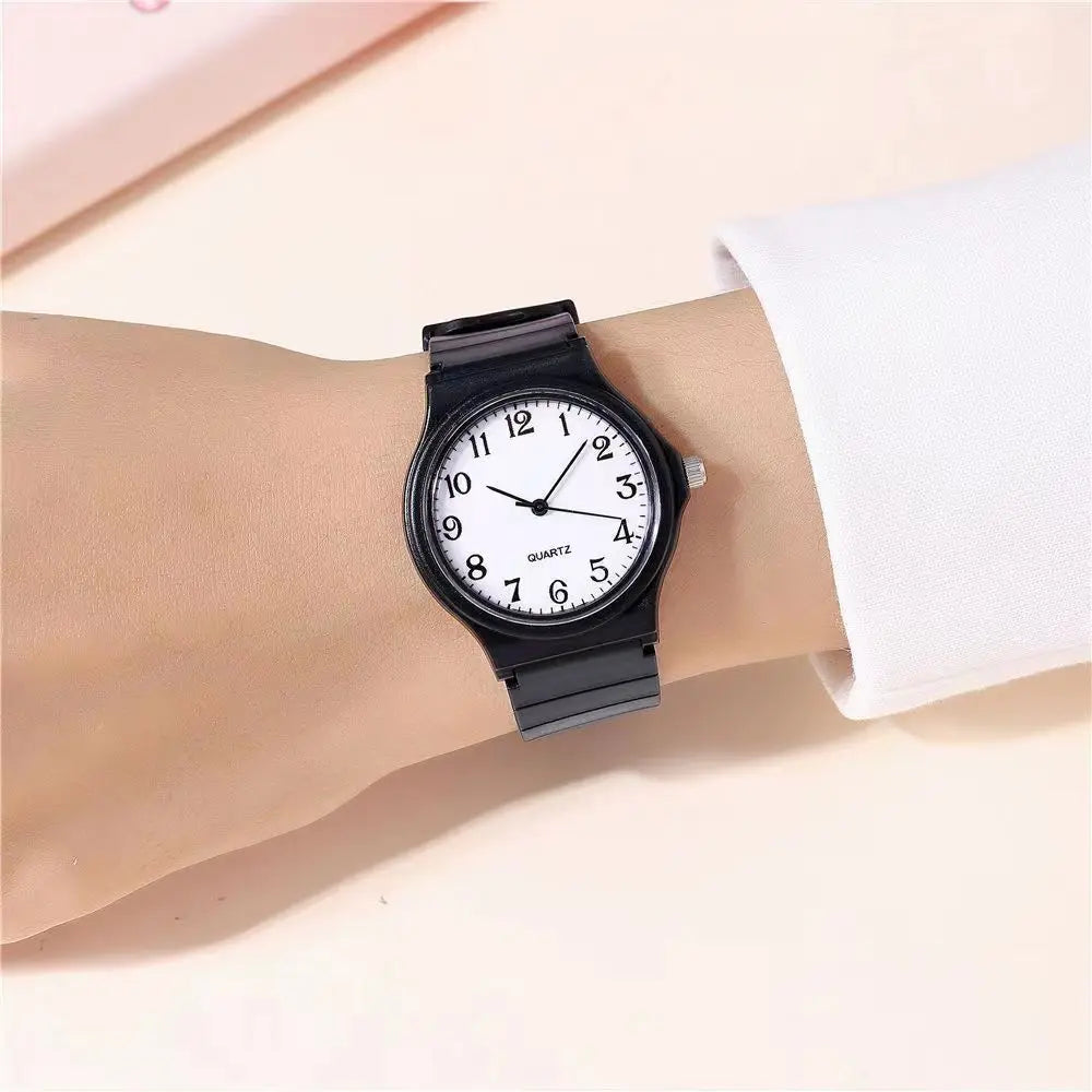 Reloj negro Simple, relojes de cuarzo para mujer, correa de silicona, reloj de pulsera de ocio para mujer, reloj de examen ligero de lujo para estudiantes, regalos
