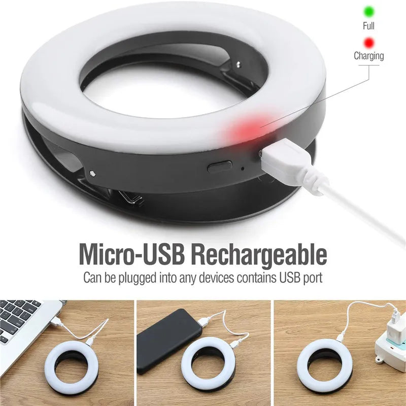 Anillo de luz LED para Selfie, lente para teléfono móvil, lámpara LED para Selfie, anillo para iPhone, Samsung, Xiaomi, teléfono, tableta, luz para Selfie