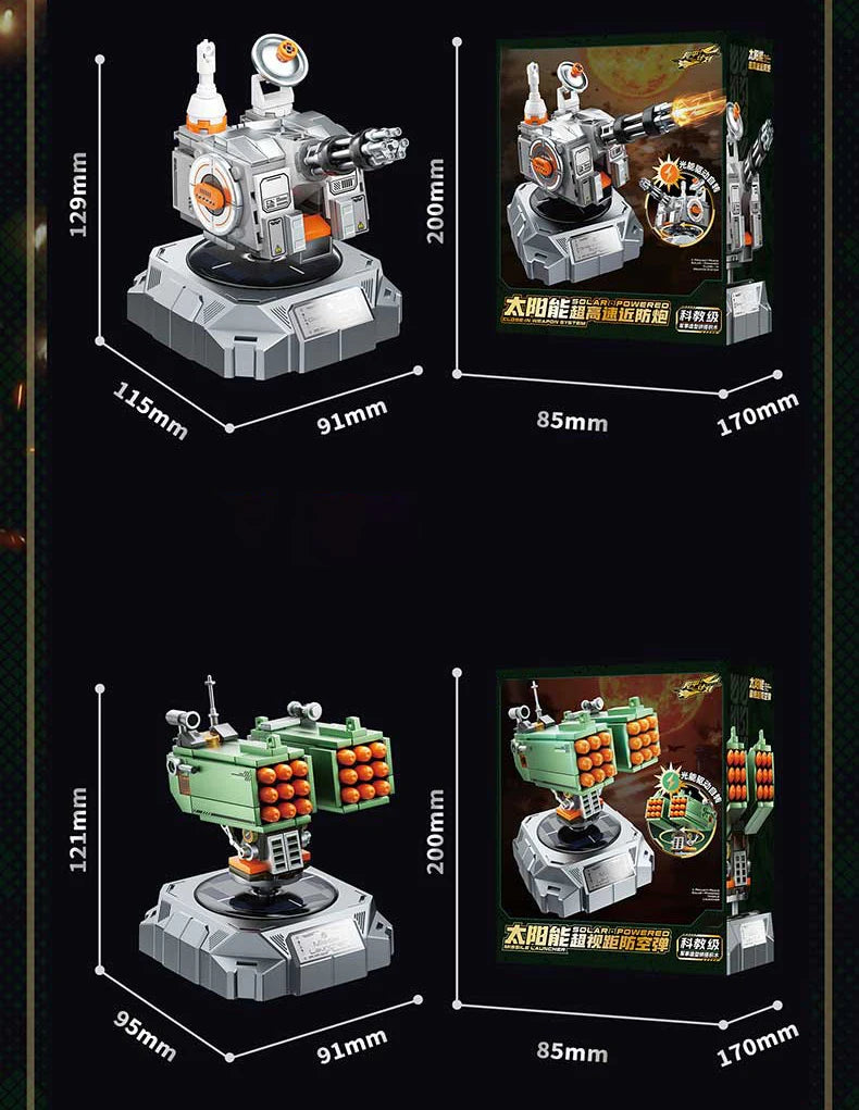 Juego de bloques de construcción militares con energía solar JAKI, adorno de escritorio, juguete educativo para ensamblar modelos, regalo de cumpleaños para niños