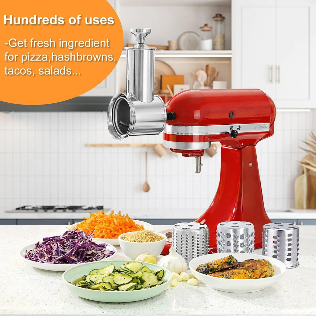 Accesorio triturador y rebanador grande de acero inoxidable KA304 para mezcladores KitchenAid, accesorios para rallador de queso y verduras aptos para lavavajillas