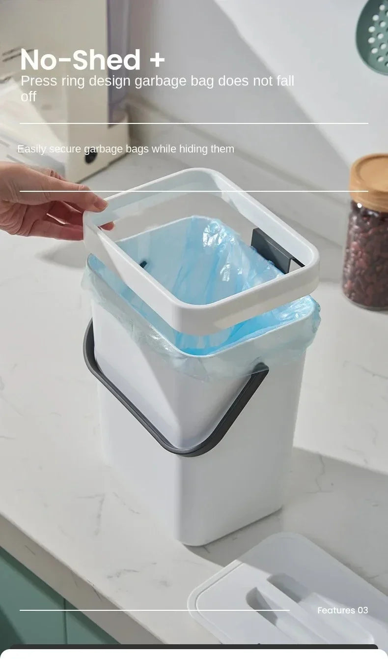 Cubo de basura colgante con tapa silenciosa de 3L a 12L para cocina y baño